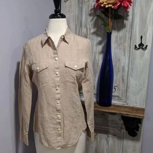 Linen Button Down Collared Shirt Banana Republic